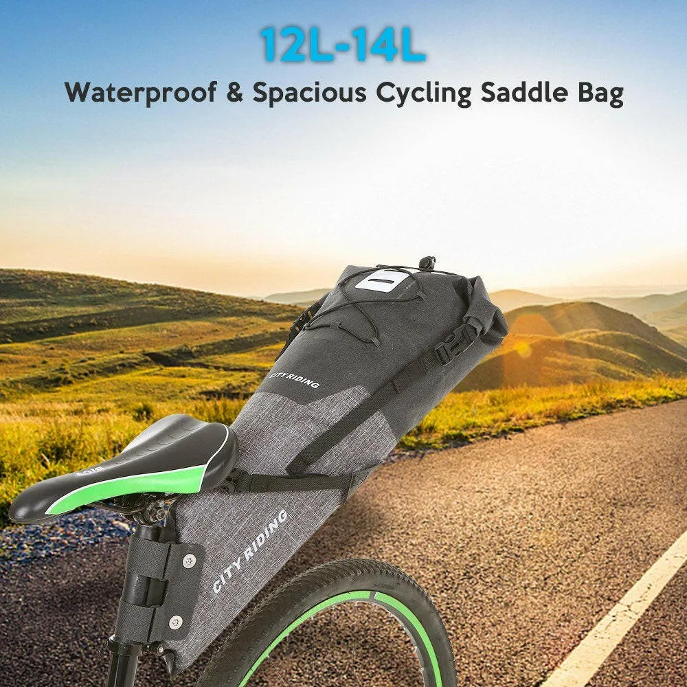 12-14L Bike Large Saddle Bag Cycling Rear Seat Bag Waterproof Cycling Rear Seat Pannier Bike Tail Storage Bag