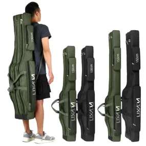 130cm/150cm Three Layers Fishing Bag Portable Folding Fishing Rod Reel Tackle Tool Carry Case Carrier Travel Bag