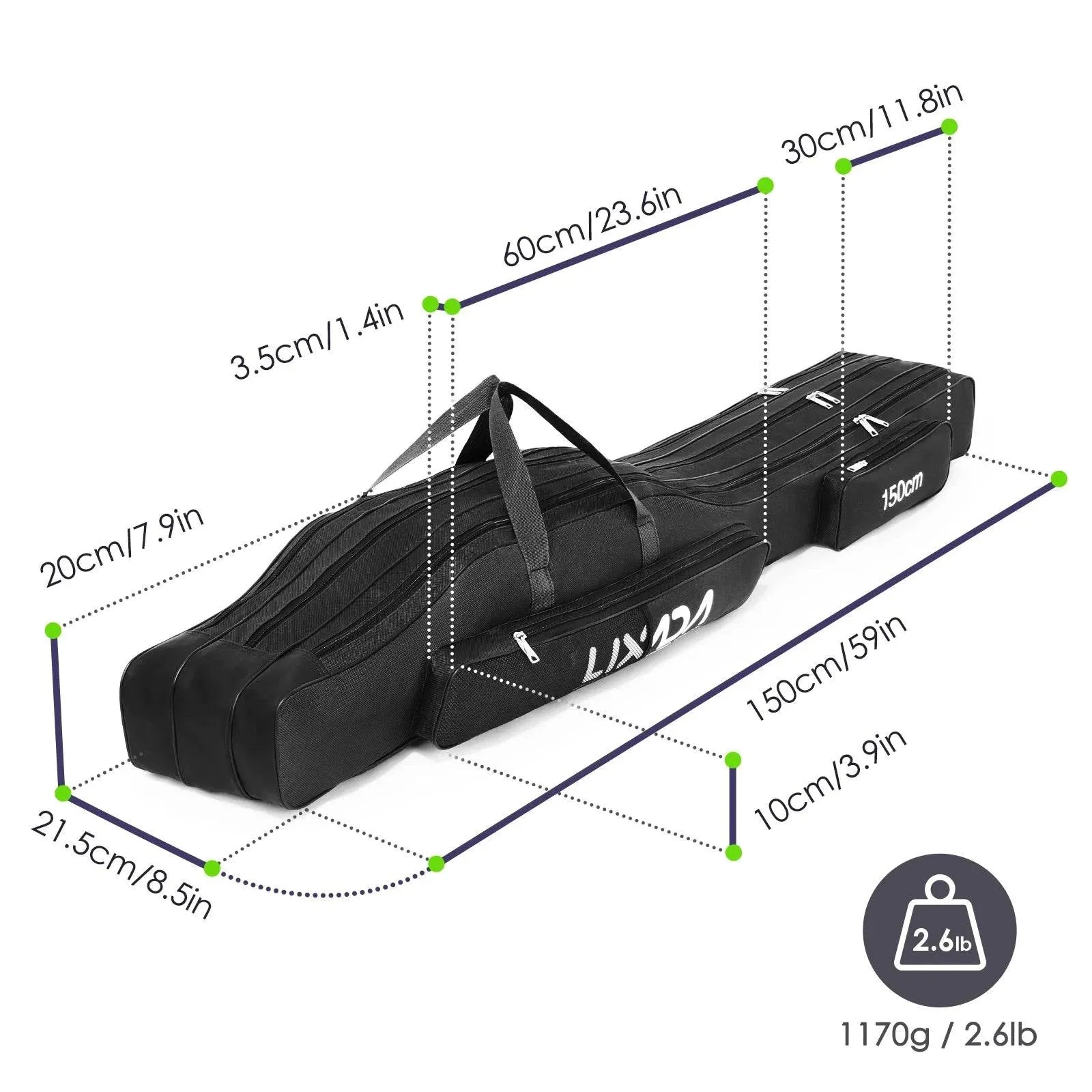 130cm/150cm Three Layers Fishing Bag Portable Folding Fishing Rod Reel Tackle Tool Carry Case Carrier Travel Bag