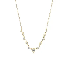 14k 11 Linked Mixed Fancy Cut Diamond Necklace