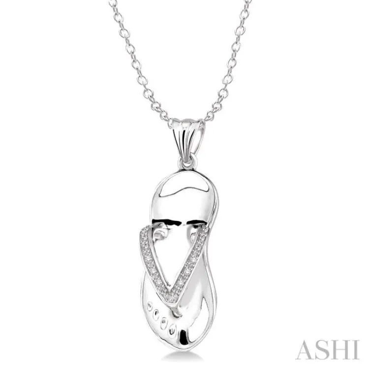 1/50 Ctw Single Cut Diamond Flip Flop Pendant in Sterling Silver with Chain