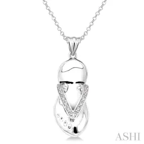 1/50 Ctw Single Cut Diamond Flip Flop Pendant in Sterling Silver with Chain