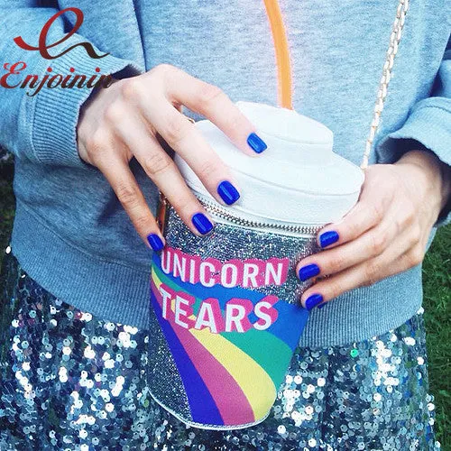 2016 new fashion design personalized drink soda bottles modeling  Unicorn Tears Novelty Bag Shoulder Bag Handbag