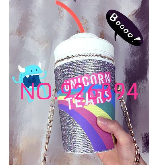 2016 new fashion design personalized drink soda bottles modeling  Unicorn Tears Novelty Bag Shoulder Bag Handbag