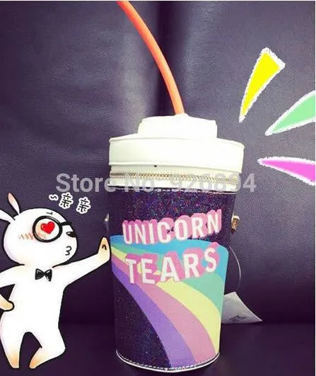 2016 new fashion design personalized drink soda bottles modeling  Unicorn Tears Novelty Bag Shoulder Bag Handbag