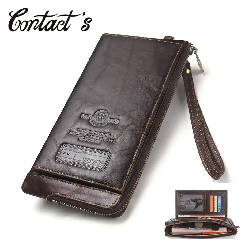 2019 Men Wallet Clutch Genuine Leather Brand Rfid  Wallet Male Organizer Cell Phone Clutch Bag Long Coin Purse Free Engrave