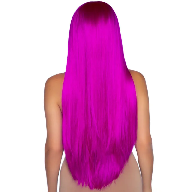 33 Inch Long Straight Center Part Wig Raspberry