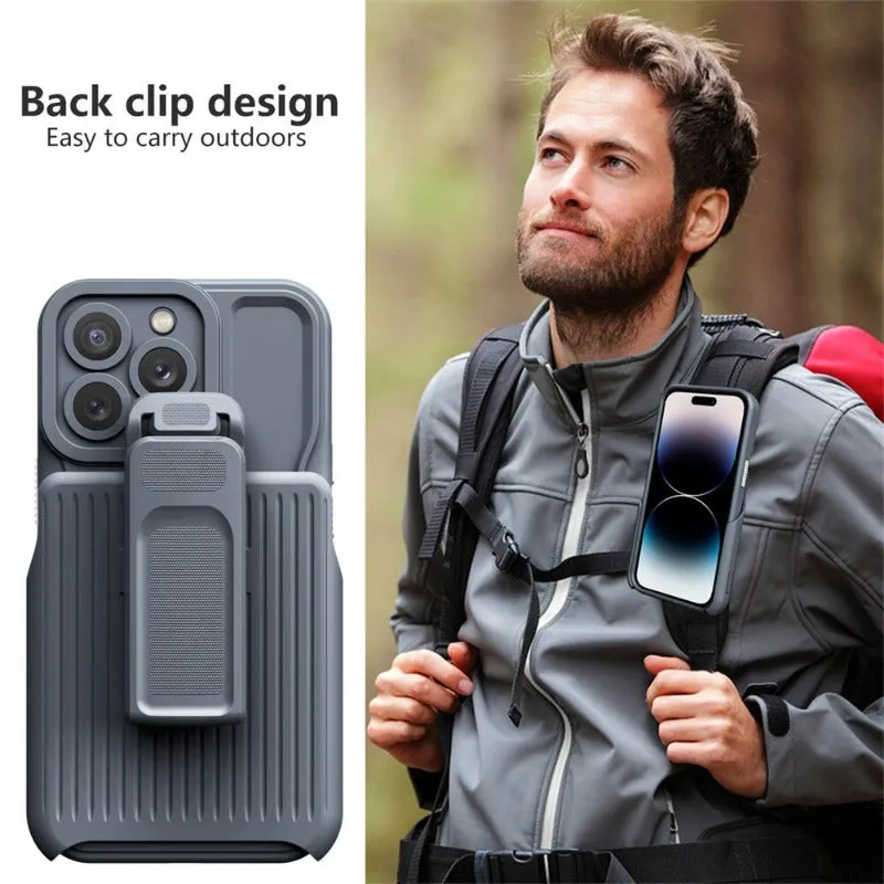 360 Hybrid Back Clip Kickstand Heavy Duty Phone Case For iPhone