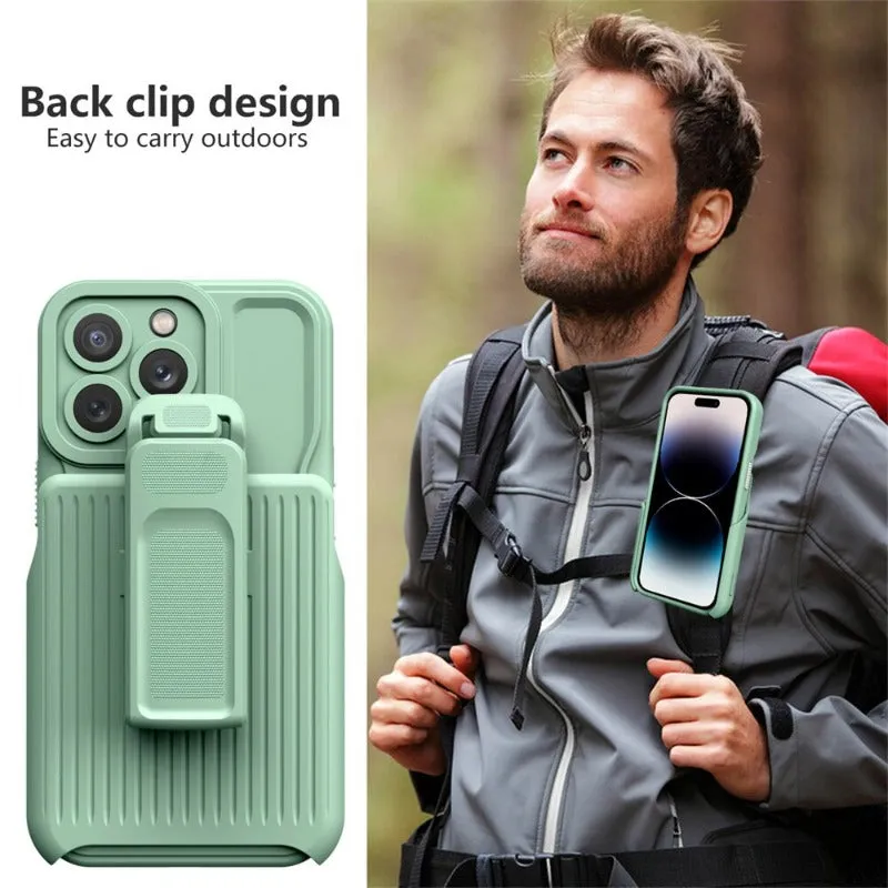 360 Hybrid Back Clip Kickstand Heavy Duty Phone Case For iPhone