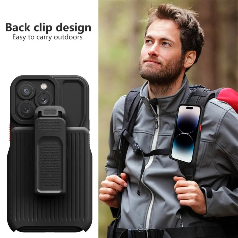 360 Hybrid Back Clip Kickstand Heavy Duty Phone Case For iPhone