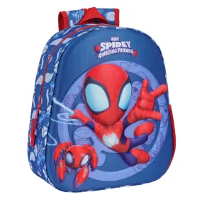 3D School Bag Spider-Man Red Navy Blue 27 x 33 x 10 cm