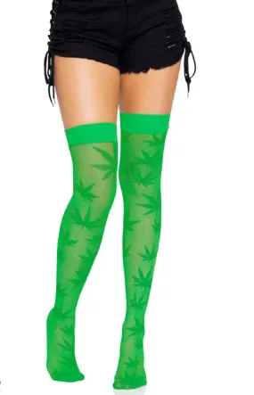 420 Net Thigh Highs - One Size - Green