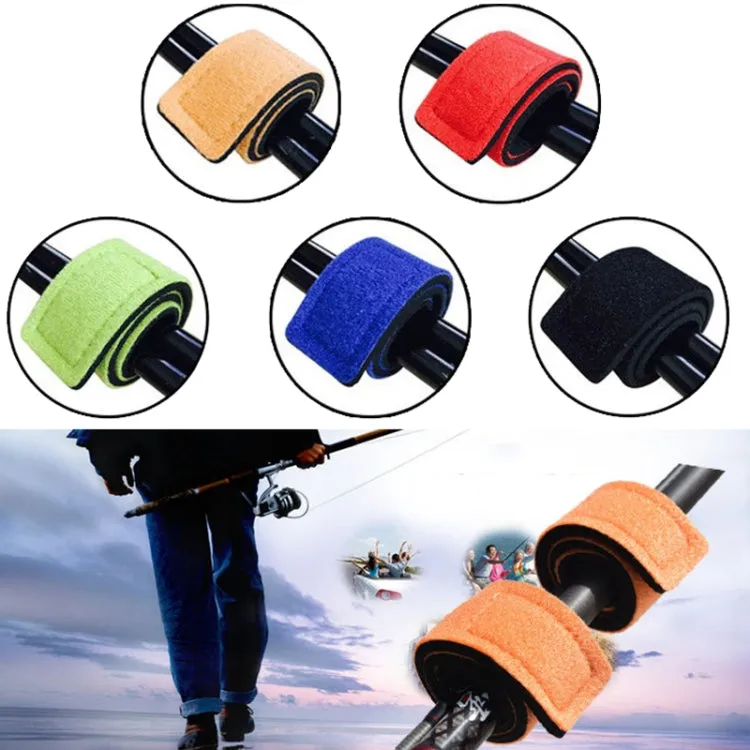 6 PCS Neoprene Non-Slip Fishing Rod Strap Elastic Fishing Rod Strap(Orange)