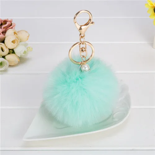 8cm Fluffy Keychain Fur Pom Pom Key Chain Faux Rabbit Hair Trinket For Bag Car Fur Ball Key Ring Golden Chaveiro llaveros