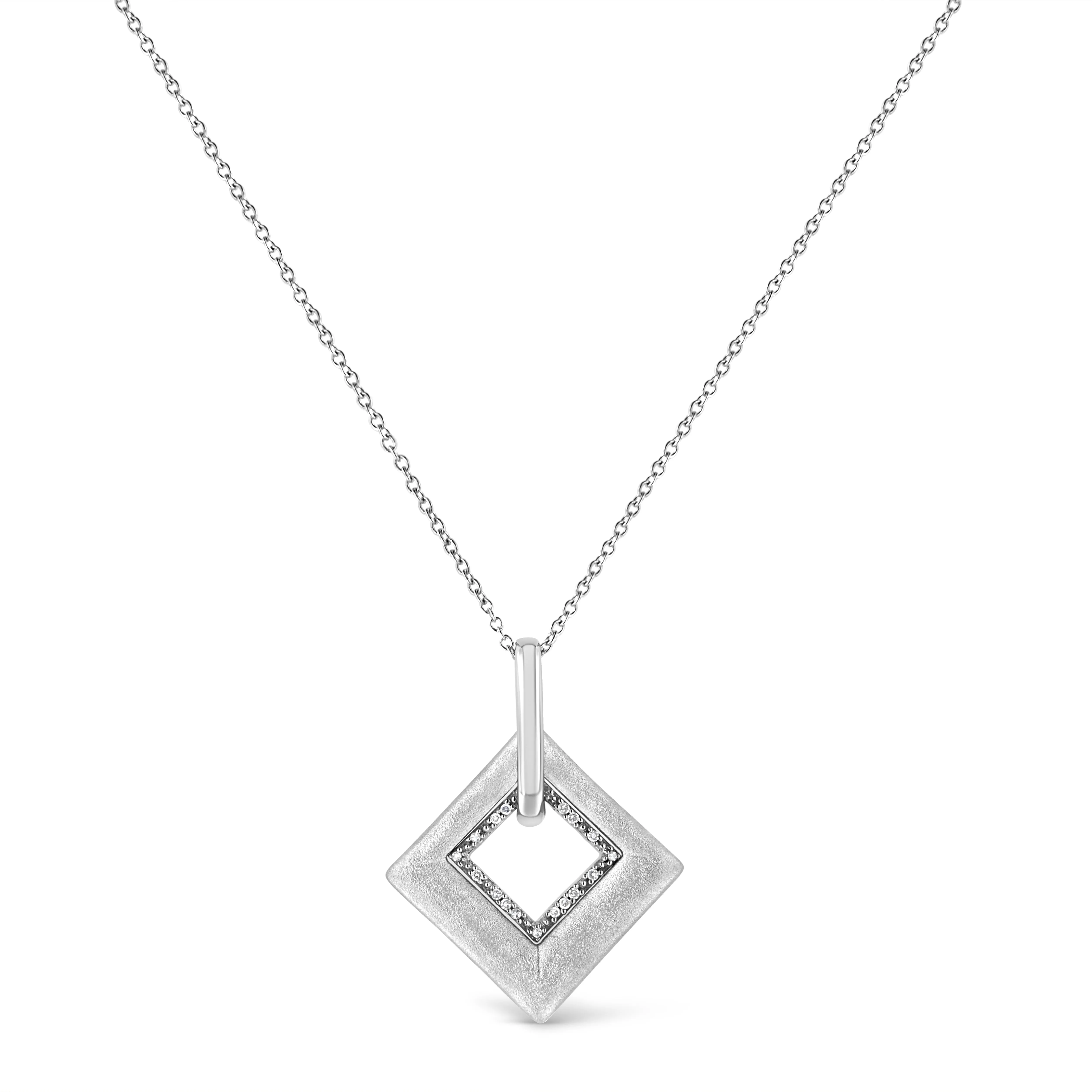 .925 Sterling Silver Pave-Set Diamond Accent Kite Shape 18" Pendant Necklace (I-J Color, I1-I2 Clarity) by Infinite Jewels