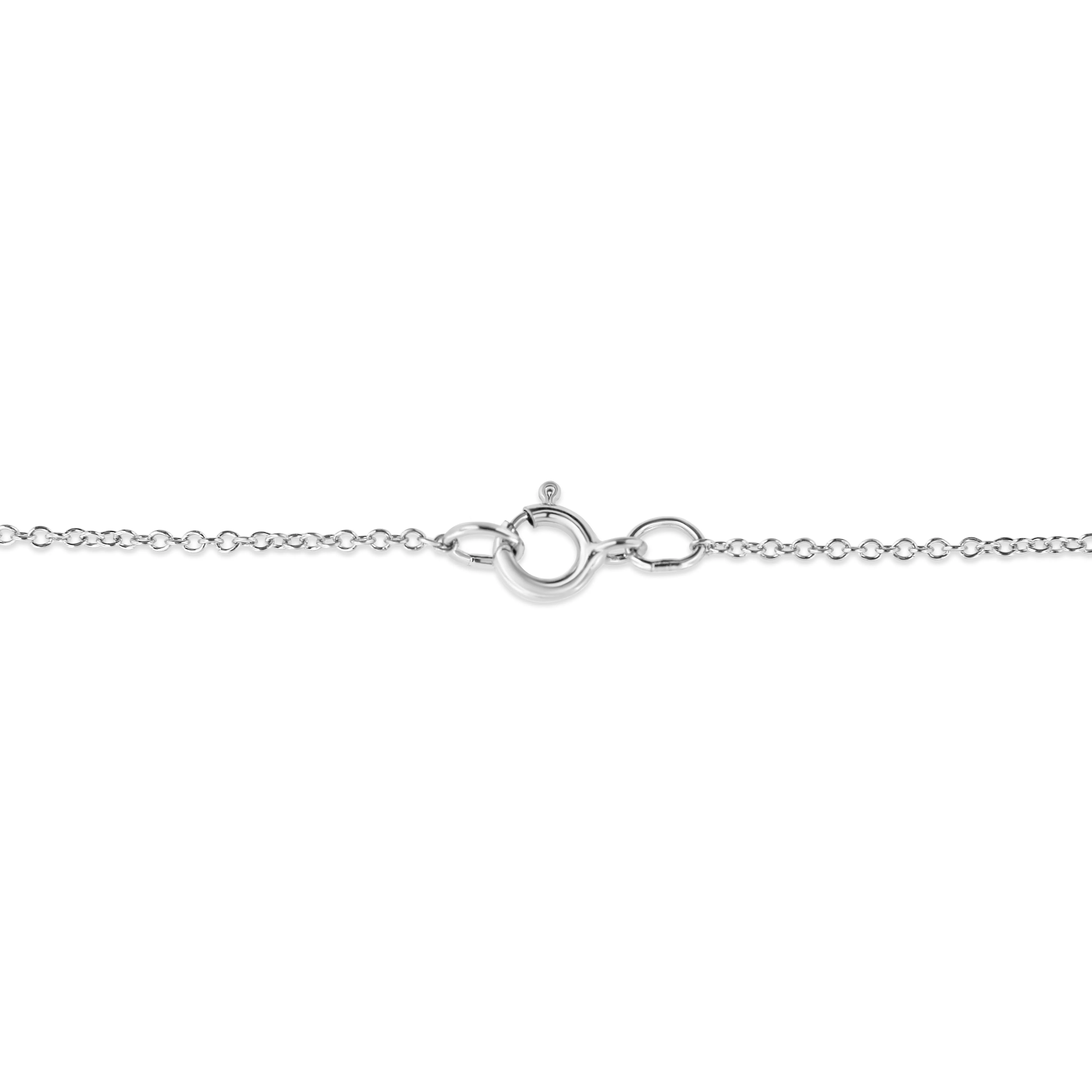 .925 Sterling Silver Prong-Set Diamond Accent Satin Finished Double Circle 18" Pendant Necklace