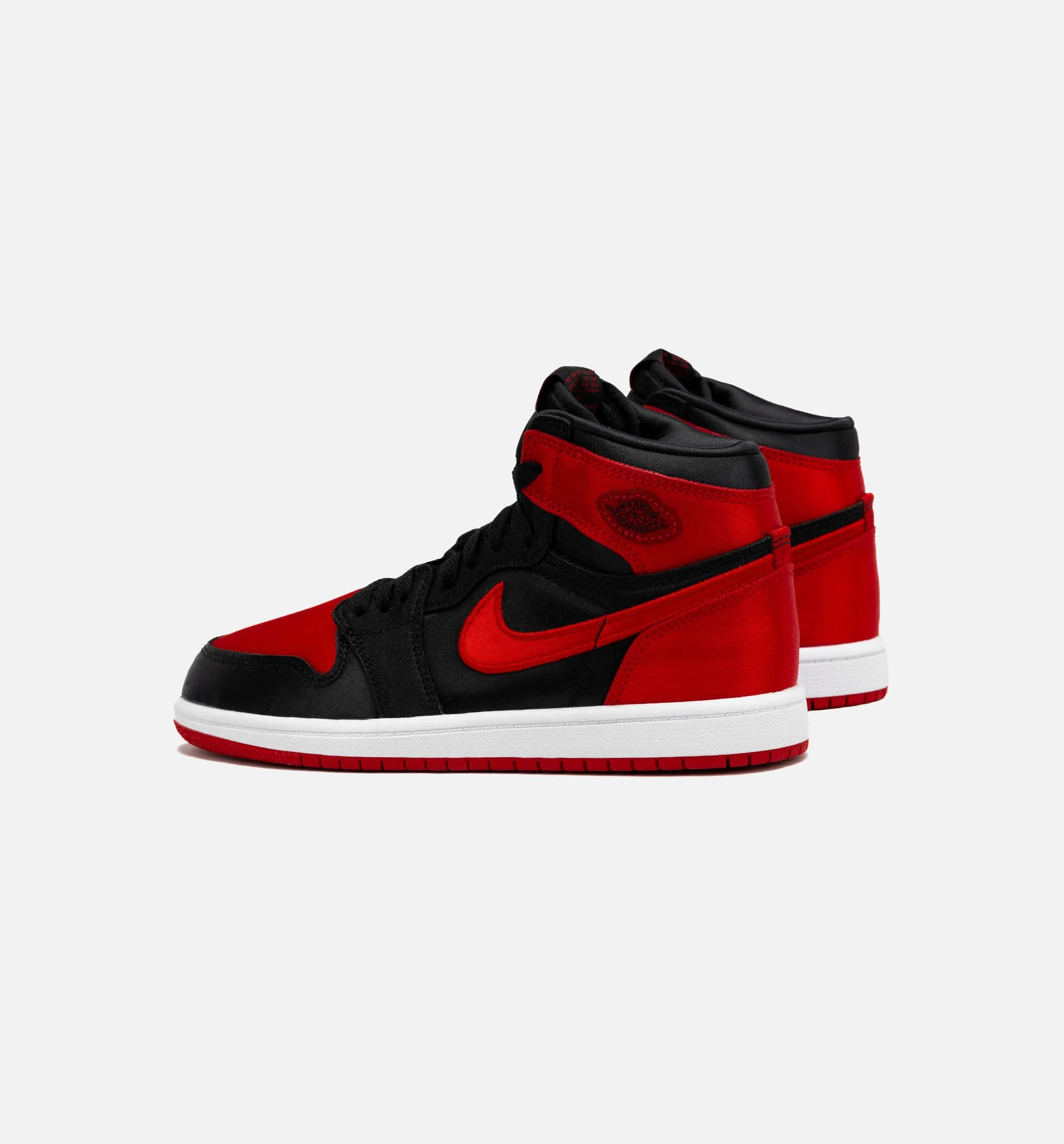 Air Jordan 1 Retro Hi OG Satin Bred Preschool Lifestyle Shoe - Black/Red Free Shipping