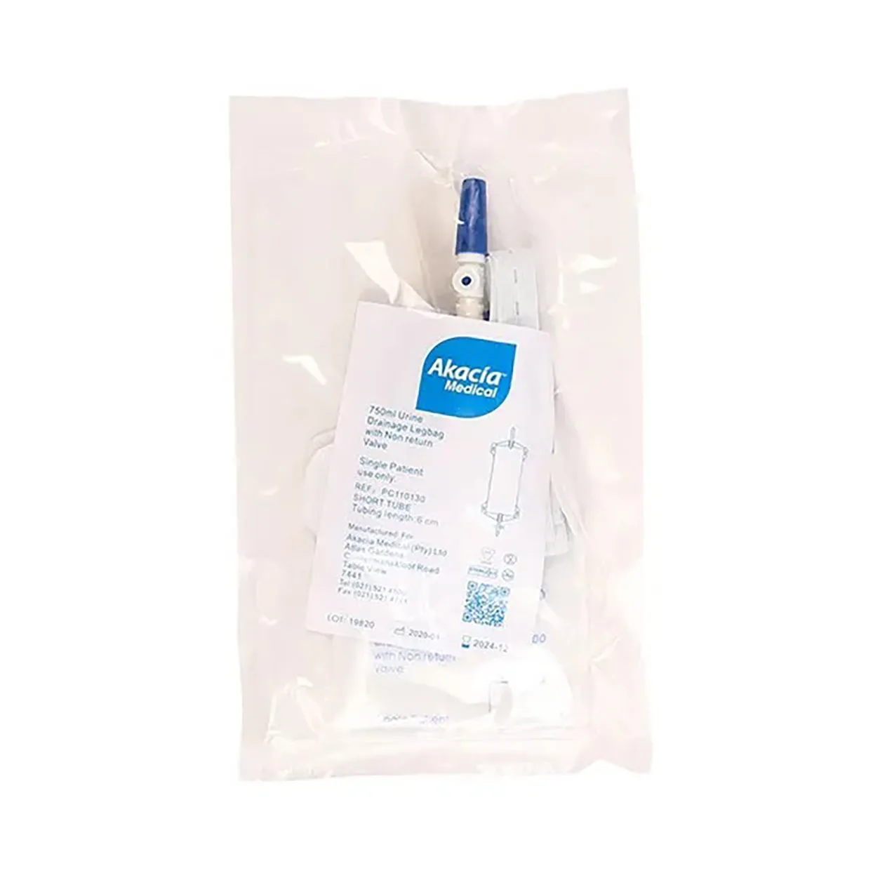 Akacia Urine Leg Bag 750ml Short Tube Pc110130