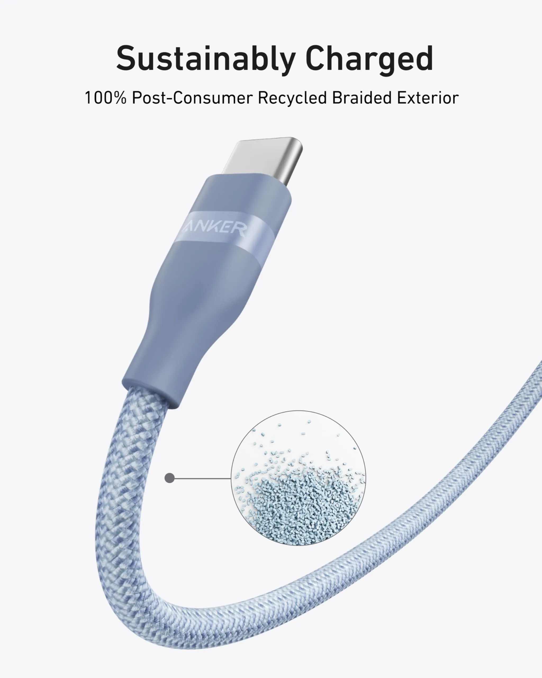 Anker USB-C to USB-C Cable (3 ft / 6 ft, 240W, Upcycled-Braided)