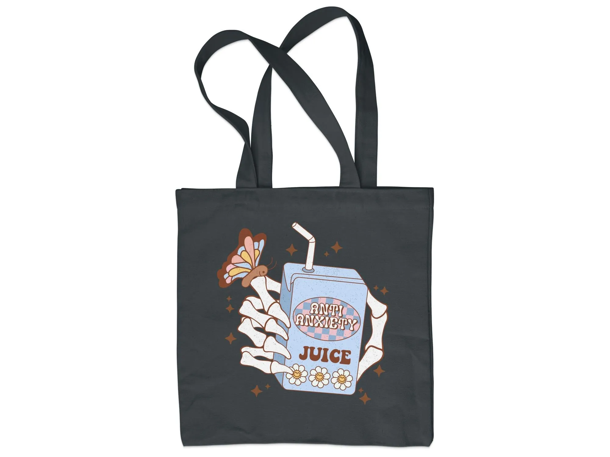 Anti Anxiety Juice Illustration Tote Bag, Cute Wellness Mental Health Gift, Trendy Aesthetic Canvas Bag, Butterfly Graphic