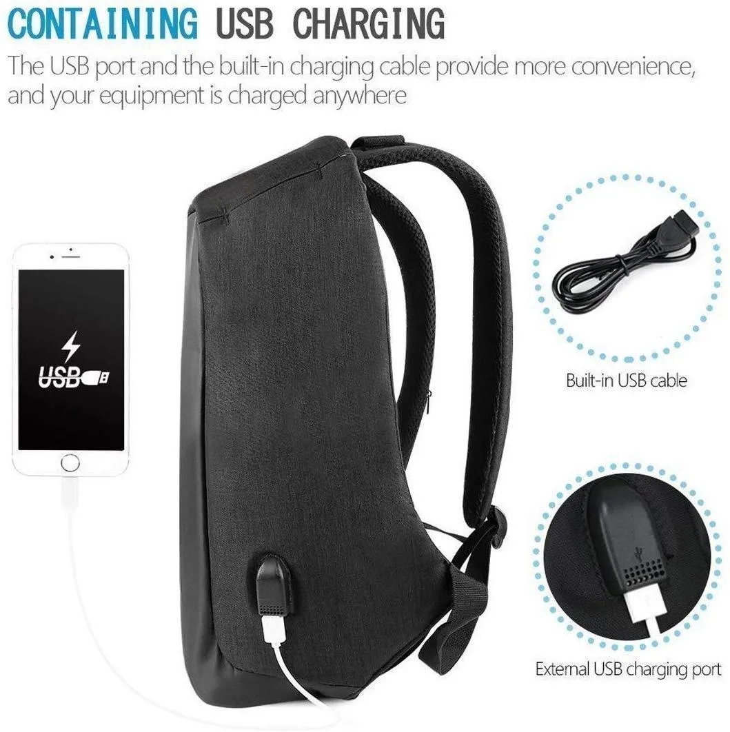 Anti-Theft Water Resistant Computer USB Charging Port Lightweight Laptop Backpack Bag Fitting 15.6-inch Laptops Tablets