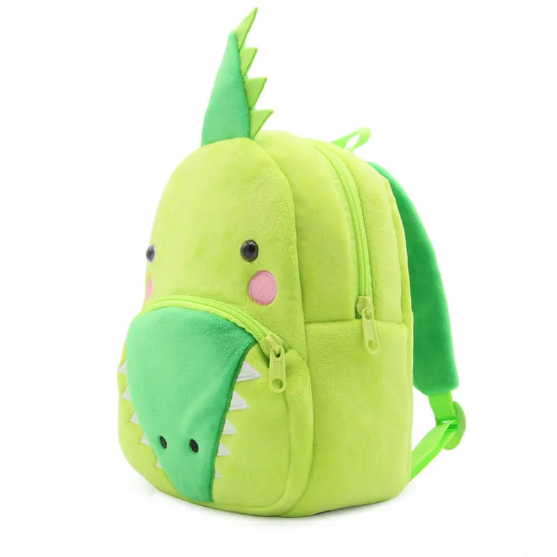 Anykidz 3D Green Crocodile  Kids School Backpack Cute Cartoon Animal Style Children Toddler Plush Bag Perfect Accessories For Boys and Girls