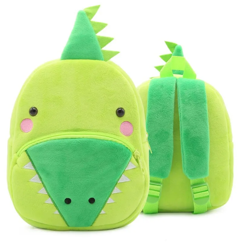 Anykidz 3D Green Crocodile  Kids School Backpack Cute Cartoon Animal Style Children Toddler Plush Bag Perfect Accessories For Boys and Girls