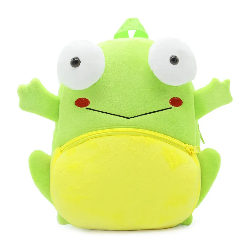 Anykidz 3D Green Frog School Backpack Cute Animal With Cartoon Designs Children Toddler Plush Bag For Baby Girls and Boys