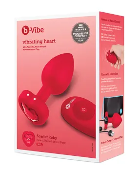 b-Vibe Vibrating Heart Plug - M/L - Red