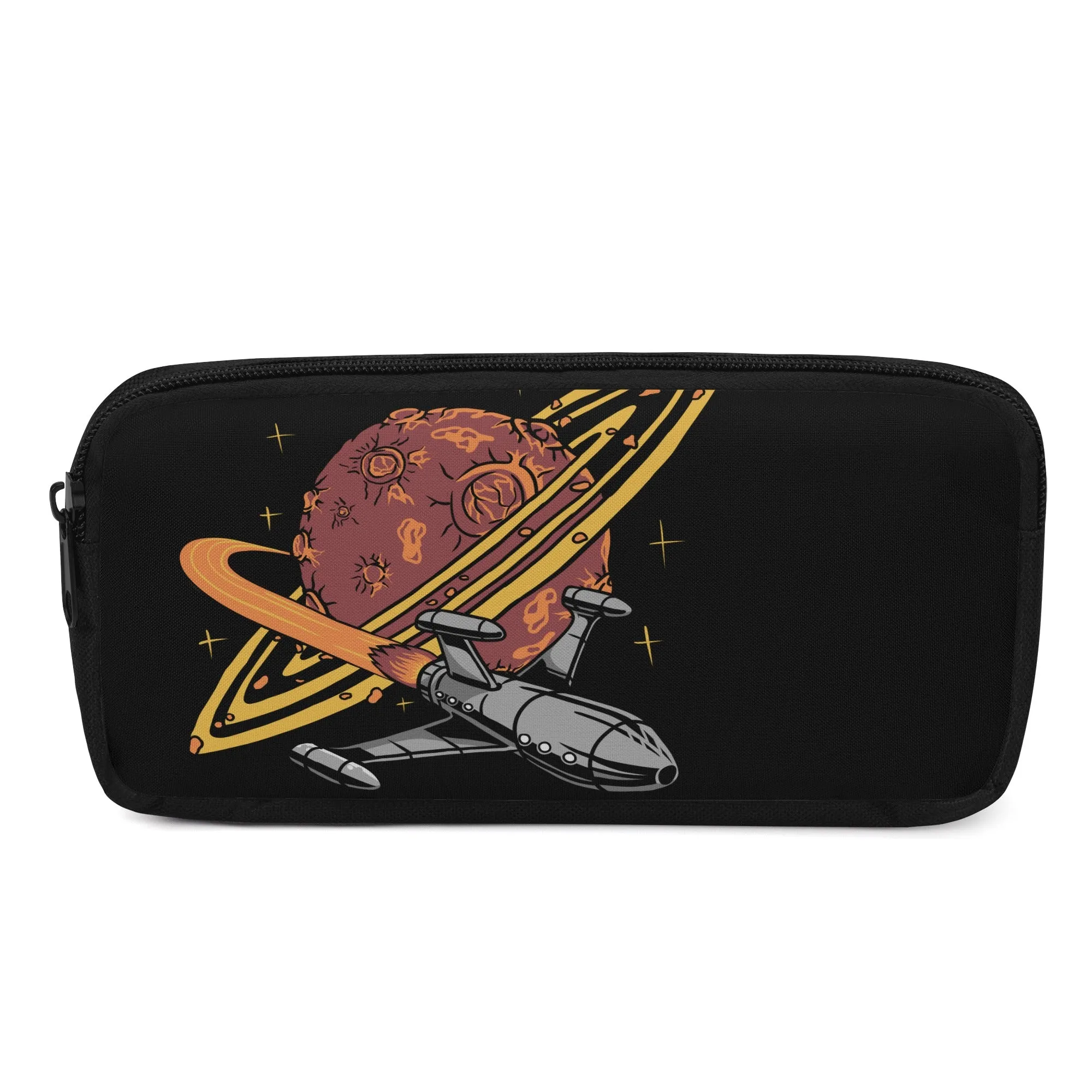 Back to school | Canvas Pencil Case | One-Side Printed | High Quality | Spacious | Space Rocket on Saturn