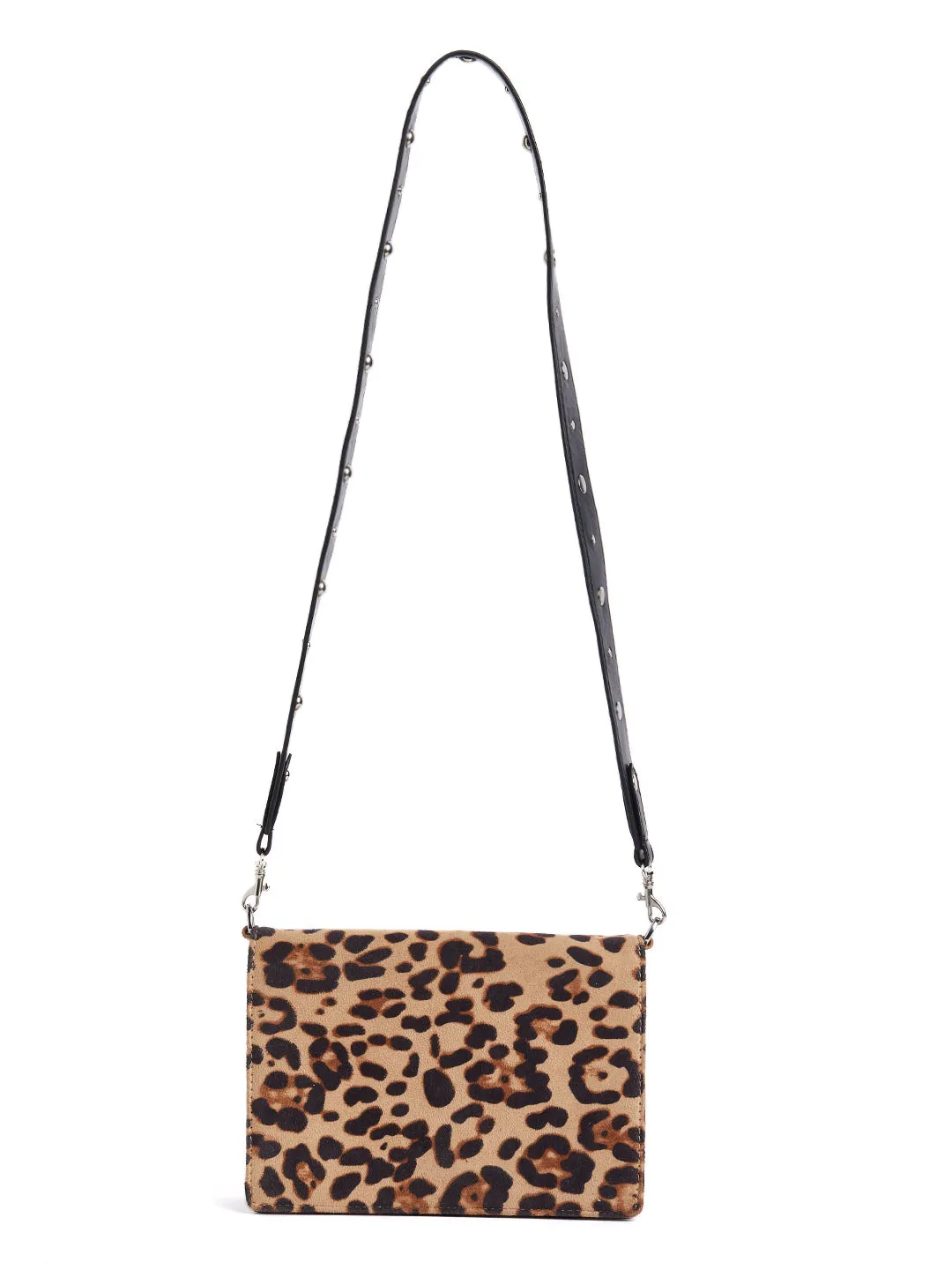 Berrylush Women Beige & Brown Animal Printed Detachable Sling Strap Studded Small Bag