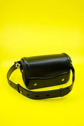 Black Glossy Leather Ransel Mini Satchel