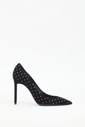 Black Suede Studded Anya Pump