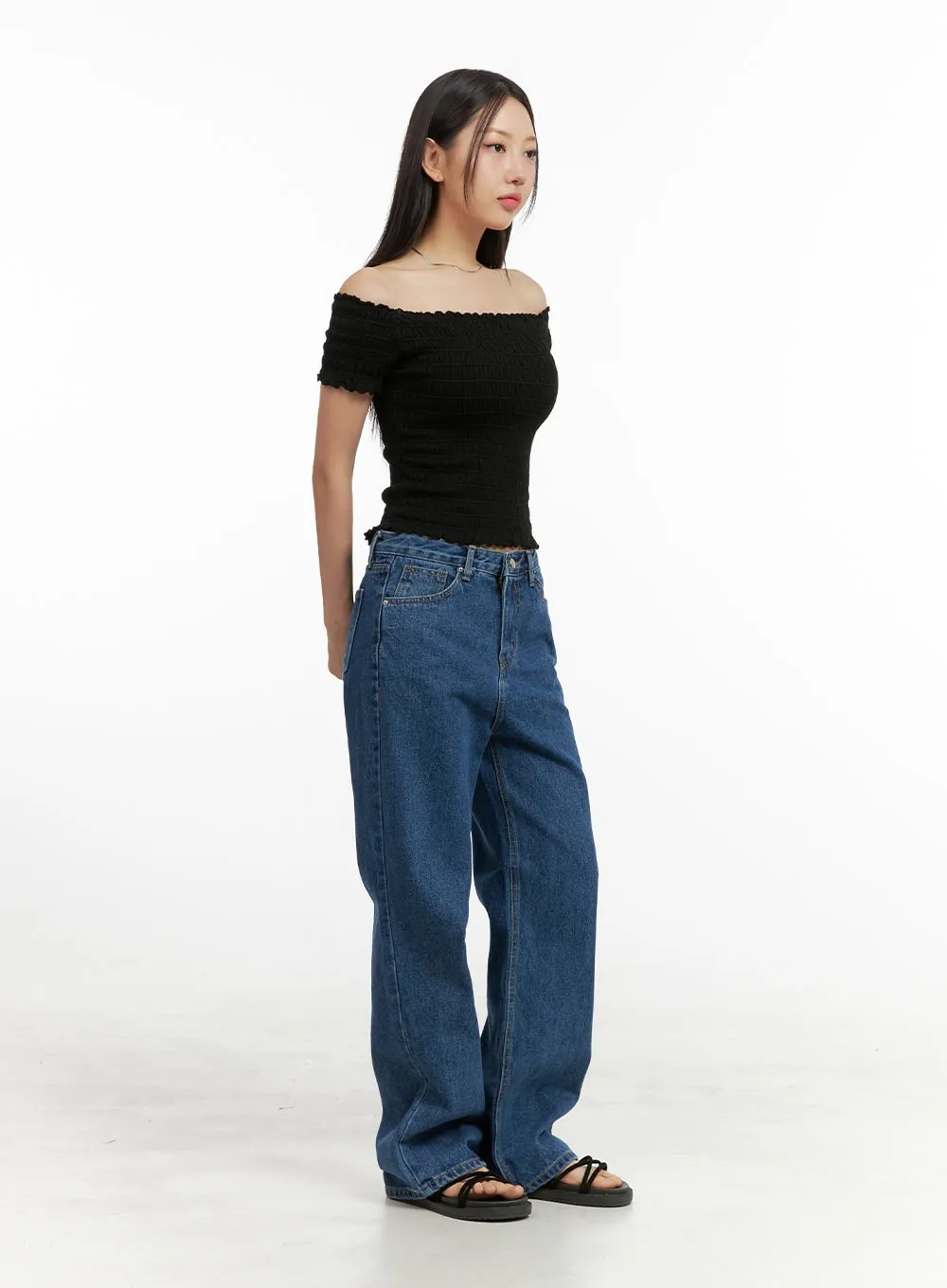 Blue Wide-Leg Jeans OU407