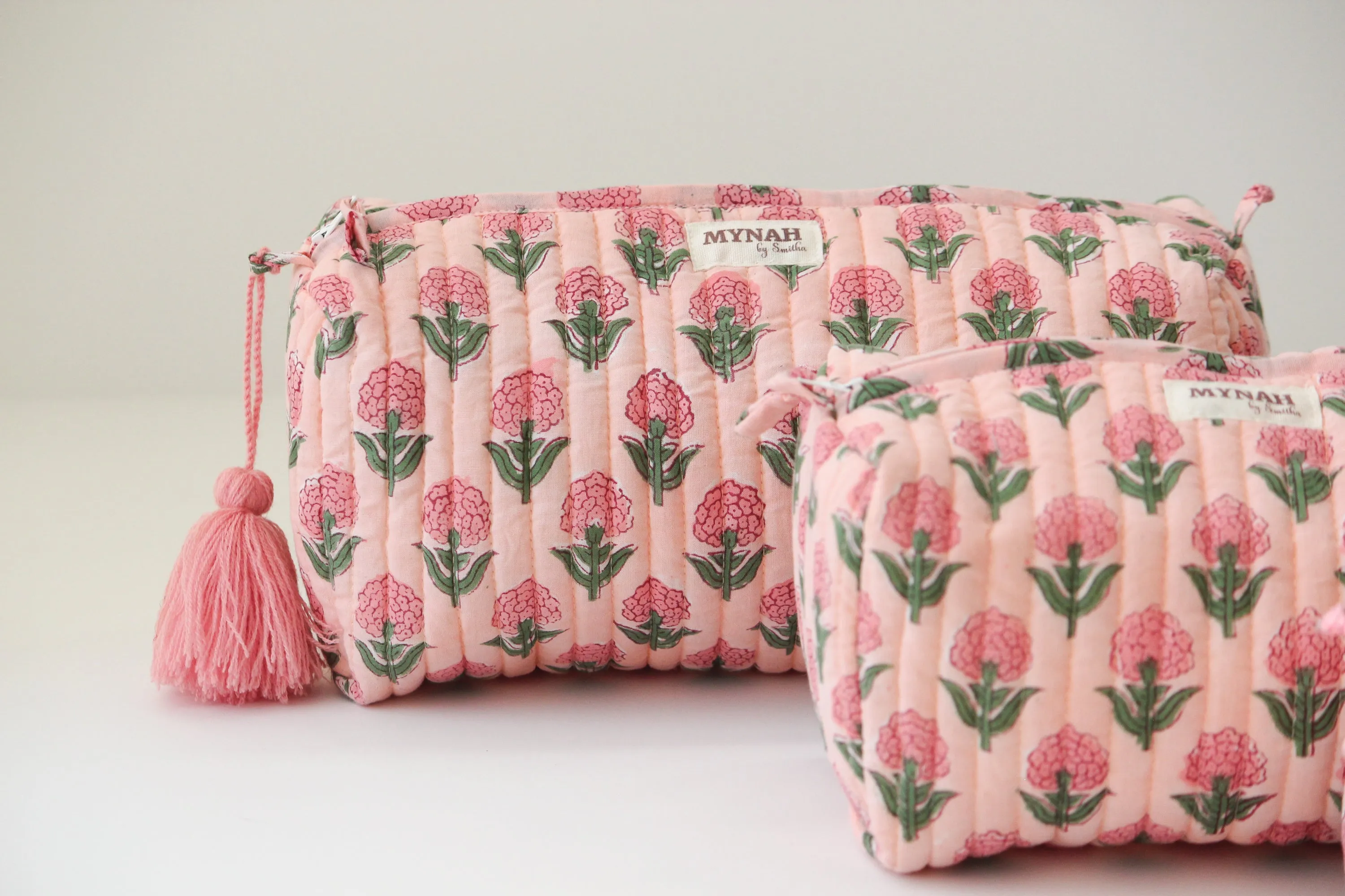 'BLUSH MARIGOLD'  printed travel/makeup zipper pouch-LARGE only