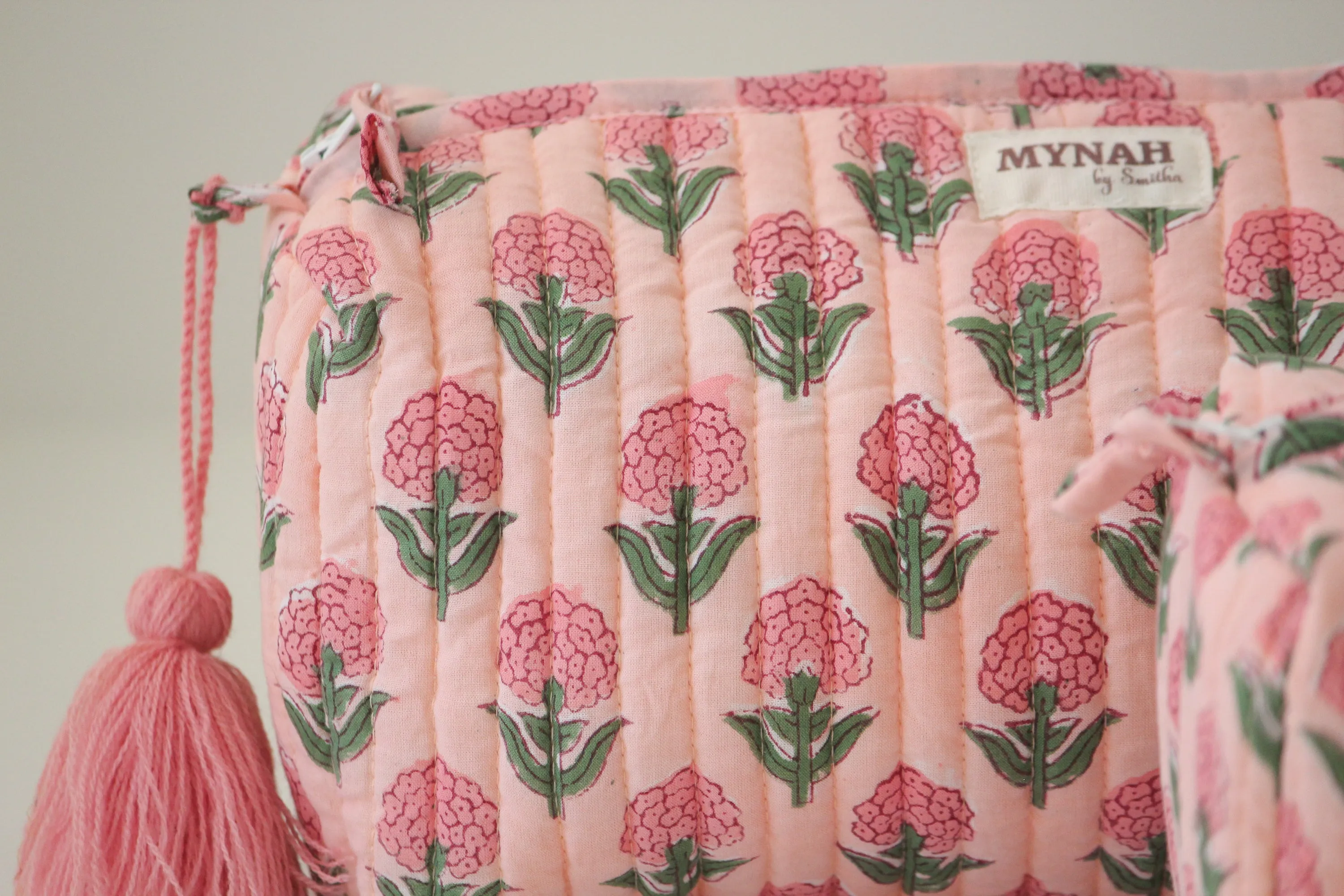 'BLUSH MARIGOLD'  printed travel/makeup zipper pouch-LARGE only