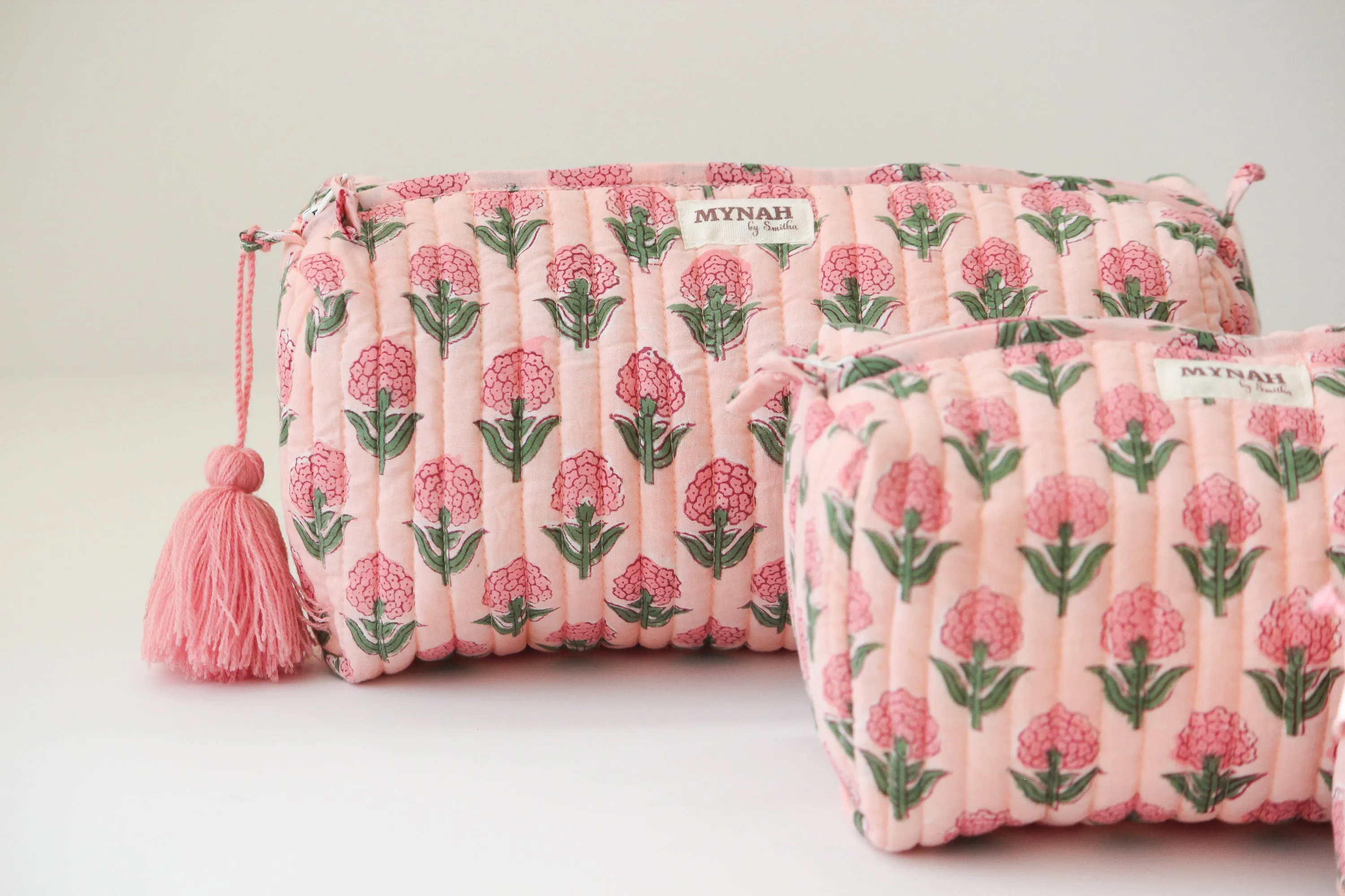 'BLUSH MARIGOLD'  printed travel/makeup zipper pouch-LARGE only