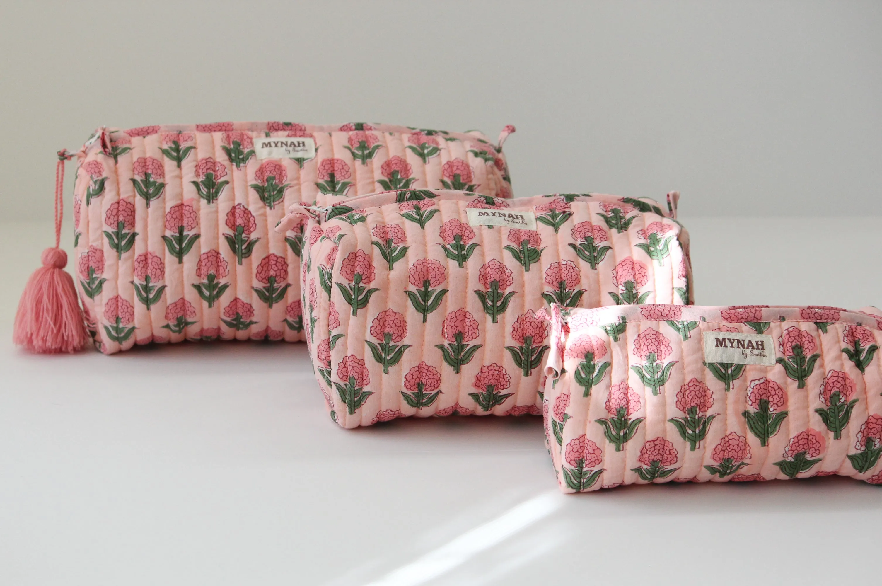 'BLUSH MARIGOLD'  printed travel/makeup zipper pouch-LARGE only