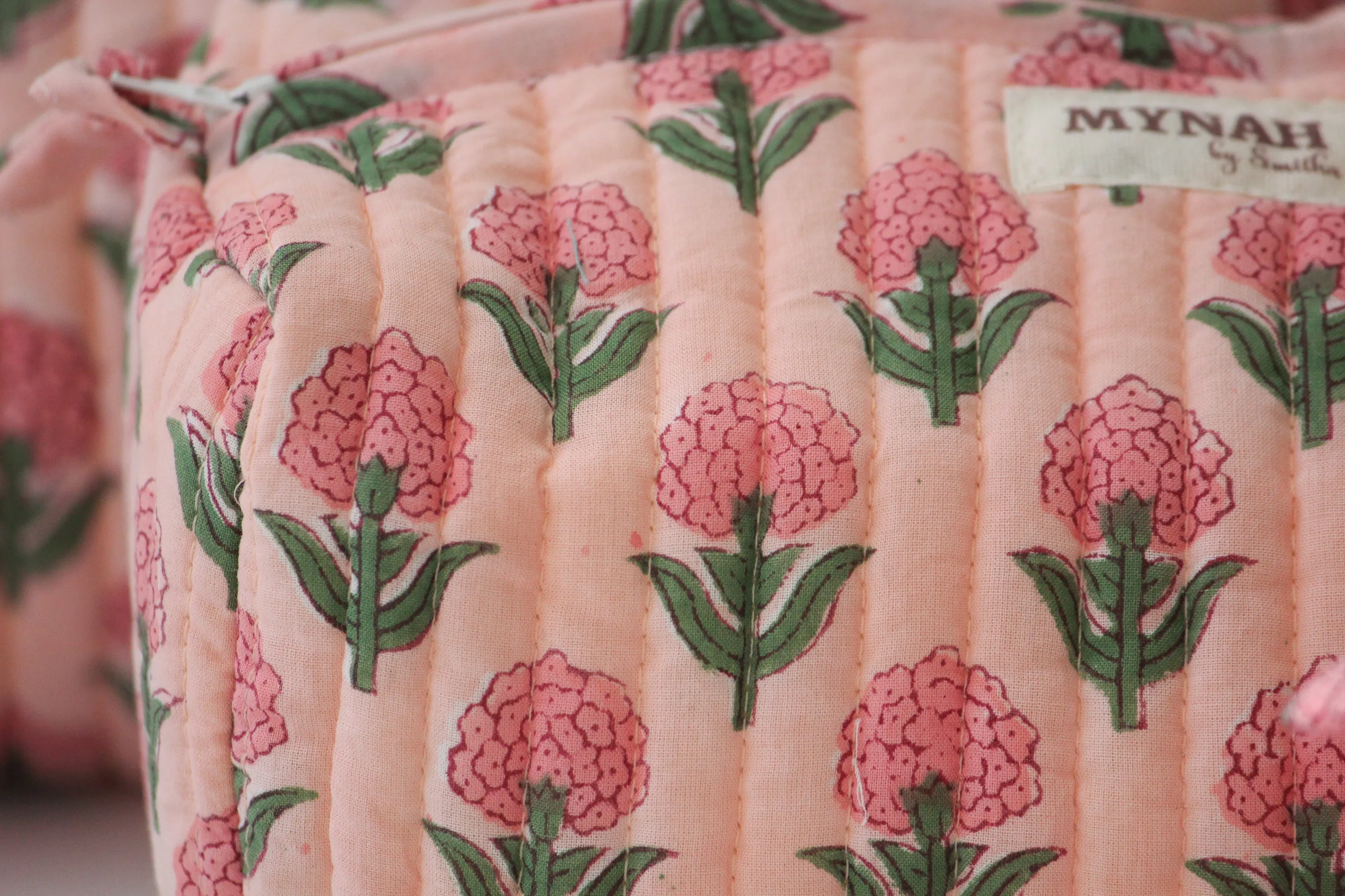 'BLUSH MARIGOLD'  printed travel/makeup zipper pouch-LARGE only