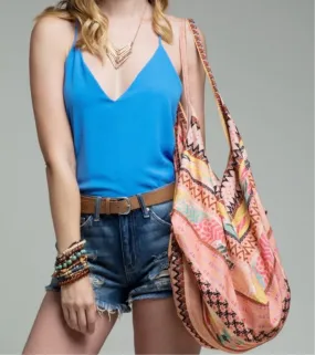 Boho chic summer bag  Hippie Hobo shoulder bag / cotton messenger bag