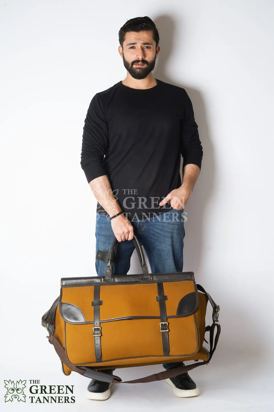 Canvas and Leather Weekend Travel Bag