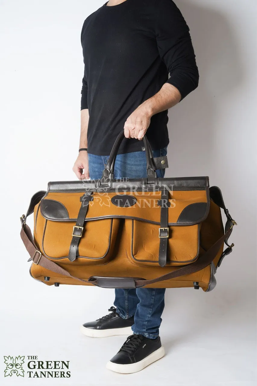 Canvas and Leather Weekend Travel Bag