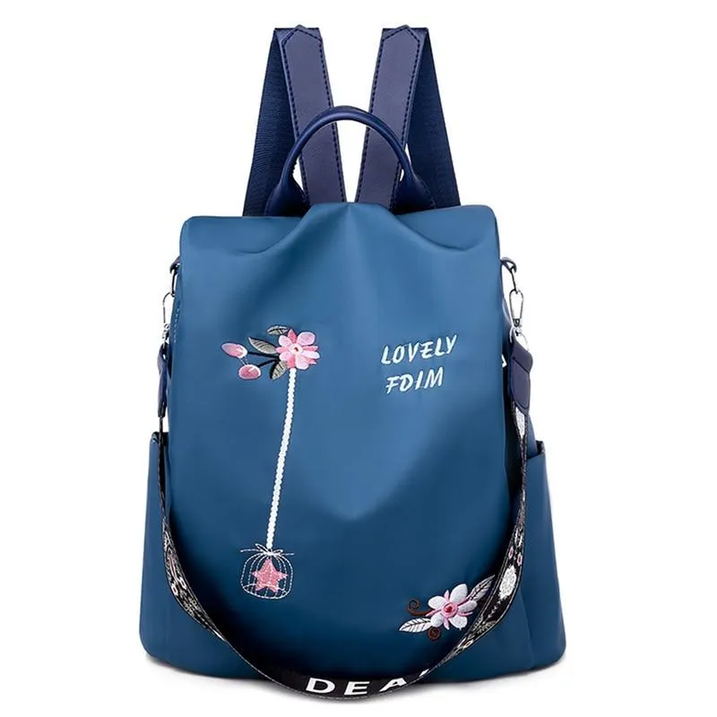 Casual Fashionable Women's Waterproof Oxford Embroidery Backpack