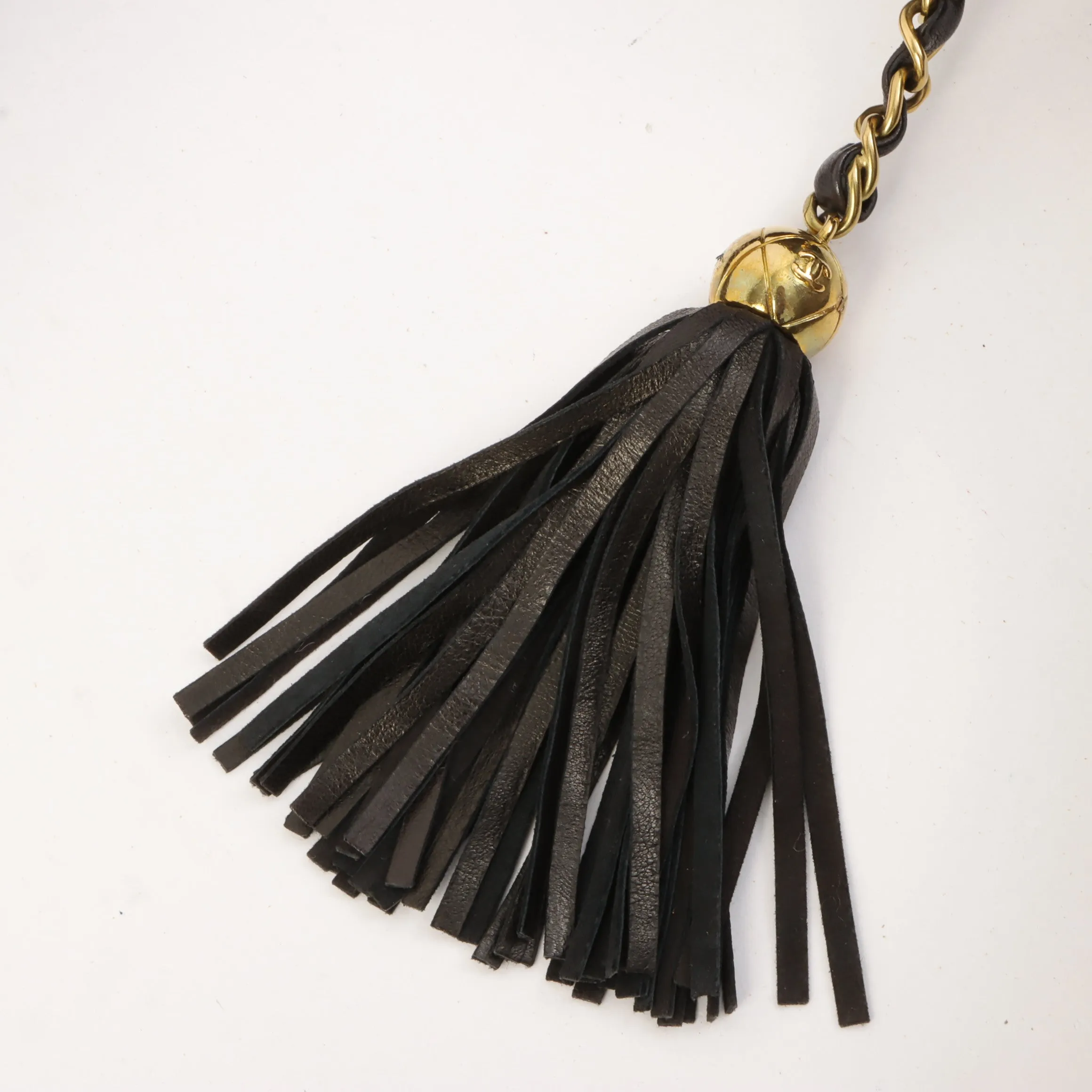 Chanel Around 1995 Made Cc Mark Fringe Shoulder Bag Black