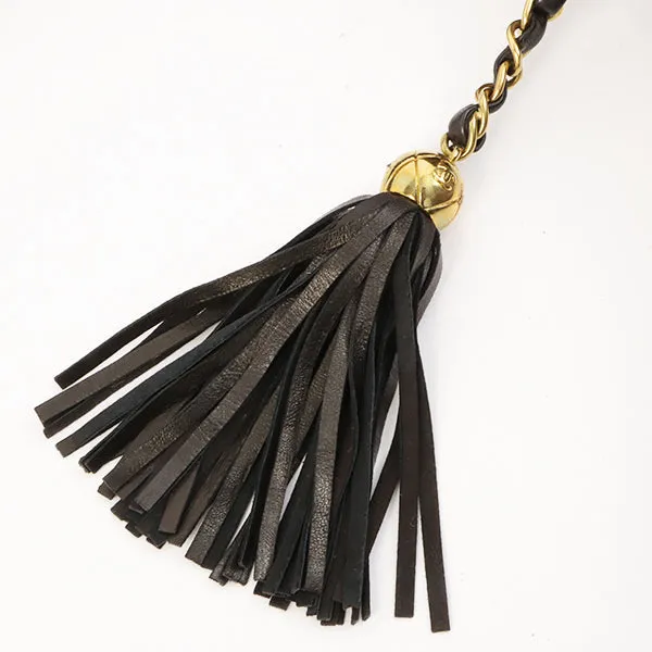 Chanel Around 1995 Made Cc Mark Fringe Shoulder Bag Black