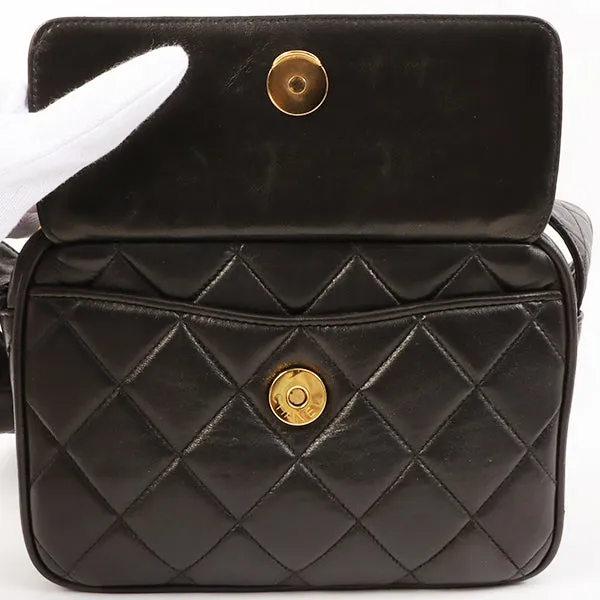 Chanel Around 1995 Made Cc Mark Fringe Shoulder Bag Black