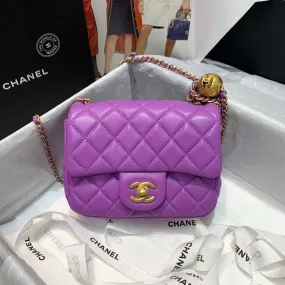 CHLMini Flap Bag With CHLBall On Strap Purple For Women, Women&#8217;s Handbags, Shoulder And Crossbody Bags 6.7in/17cm AS1786