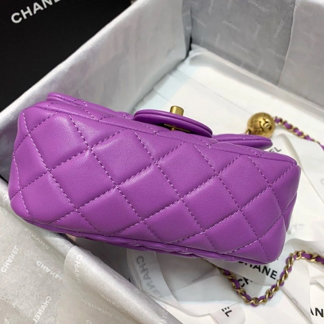 CHLMini Flap Bag With CHLBall On Strap Purple For Women, Women&#8217;s Handbags, Shoulder And Crossbody Bags 6.7in/17cm AS1786