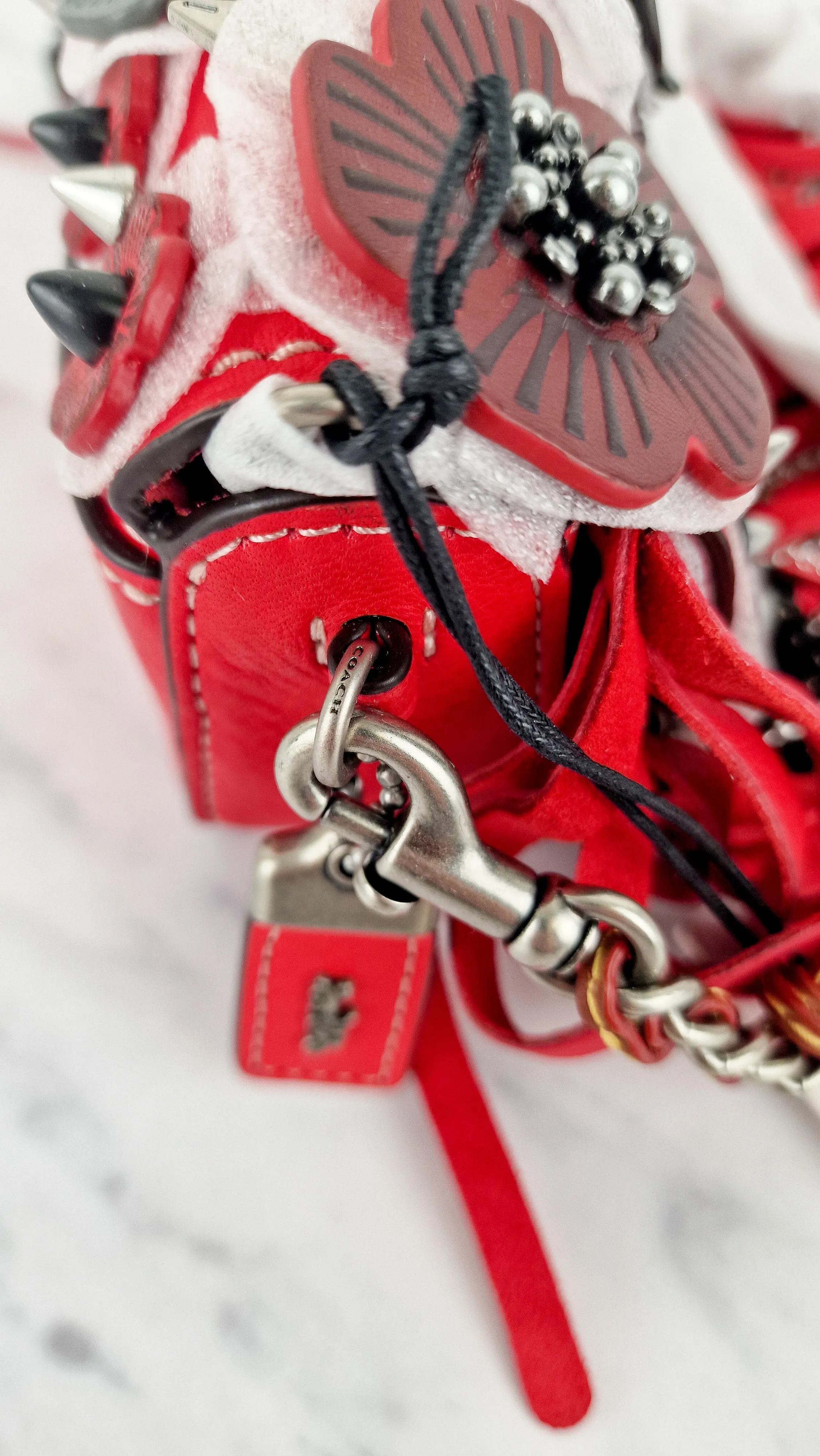 Coach 1941 Dinkier in Vermillion Red with Wild Tea Roses Studs & Fringes - Crossbody Bag Clutch Mini Dinky - Coach 86852