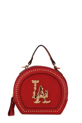 Copy of LA Studded Round Shoulder Crossbody Bag/Red